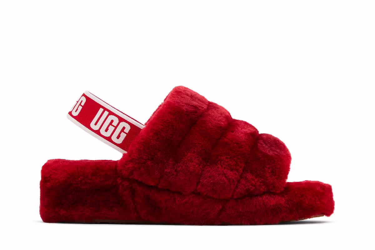 UGG Women's Fluff Yeah Slide Ribbon Red, view 2