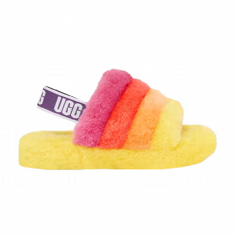 UGG Fluff Yeah Slide Kids 'Yellow Rainbow'