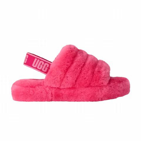 UGG Fluff Yeah Slide Kids 'Deep Coral Sachet Pink'