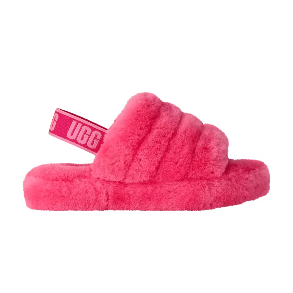 UGG Fluff Yeah Slide Kids Deep Coral Sachet Pink