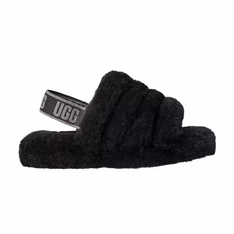 UGG Fluff Yeah Slide Kids 'Black Dark Shadow'