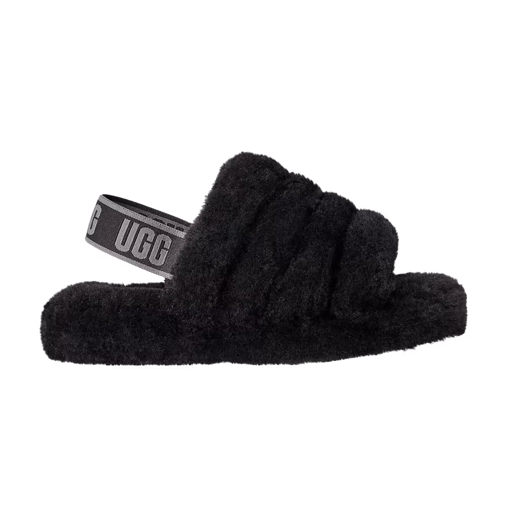 UGG Fluff Yeah Slide Kids Black Dark Shadow