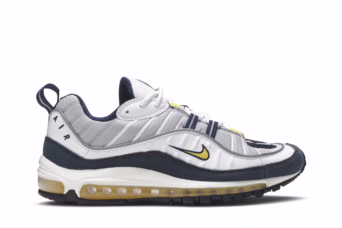 Nike Air Max 98 Yellow White Navy, view 2