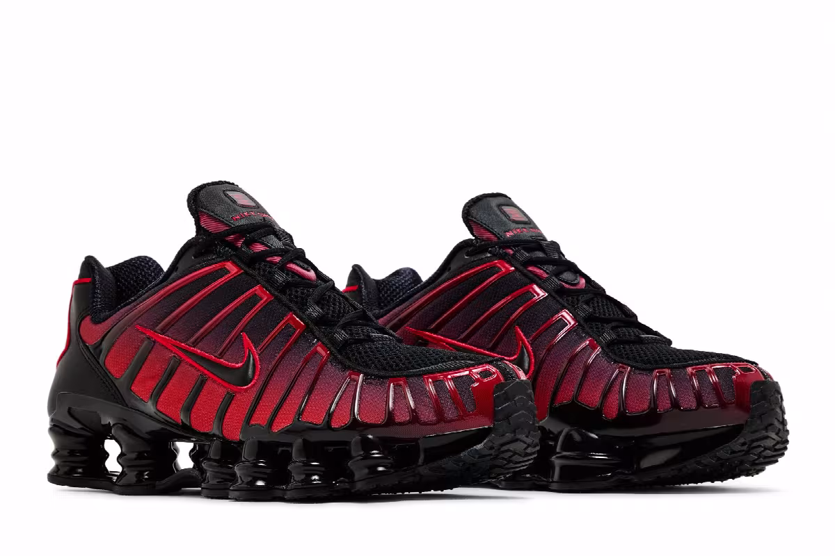Nike Shox TL Black University Red Gradient, view 9