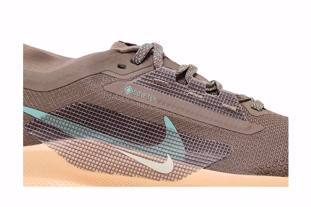 Nike Women's Pegasus Trail 5 GORE-TEX Mink Brown Orange Chalk, view 3
