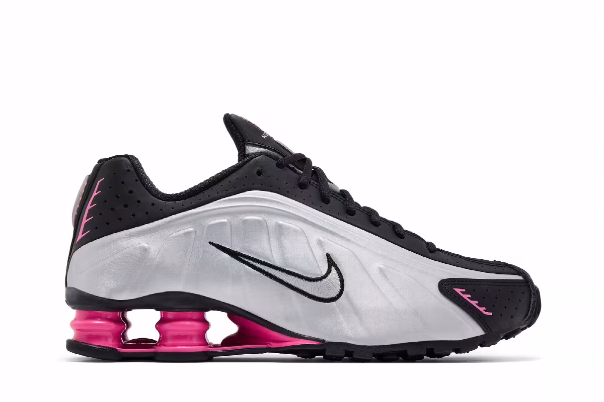 Nike Women's Shox R4 Black Metallic Silver Pinksicle, view 2