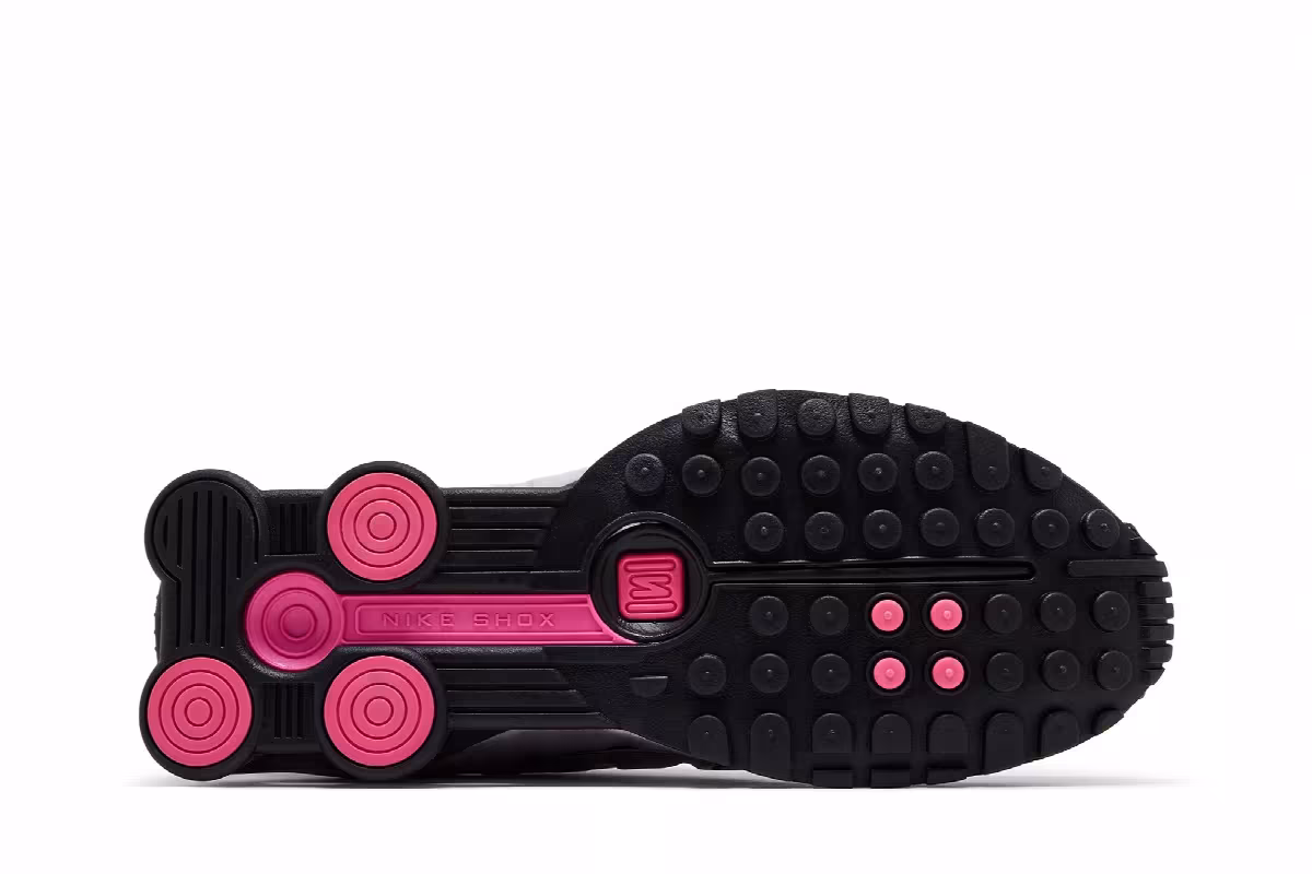 Nike Women's Shox R4 Black Metallic Silver Pinksicle, view 5
