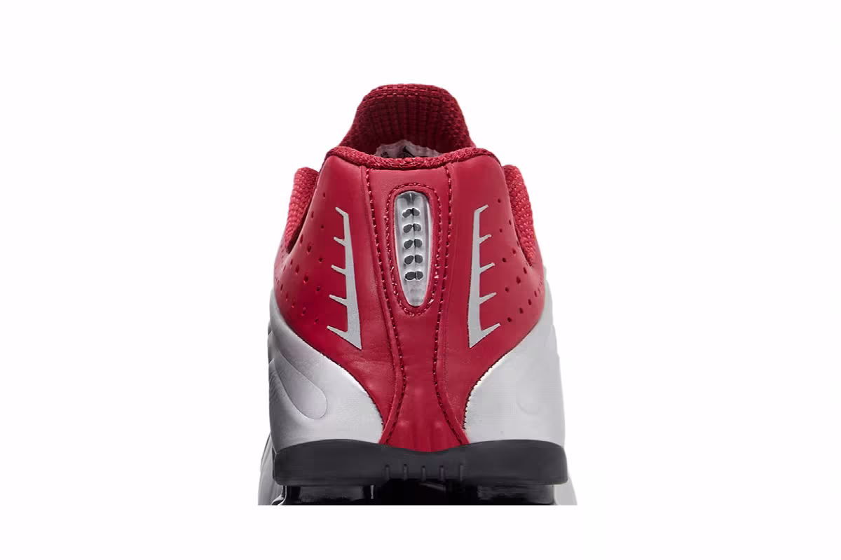 Nike Shox R4 Metallic Silver Black Team Crimson, view 8