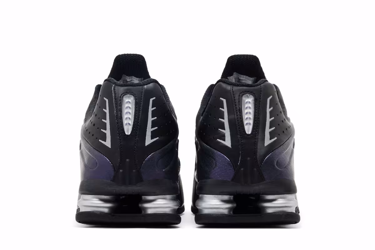 Nike Shox R4 Black Metallic Silver Purple Dynasty, view 7
