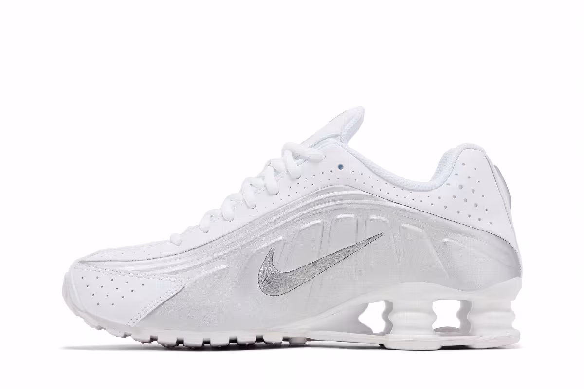 Nike Shox R4 GS White Metallic Silver 2025, view 4