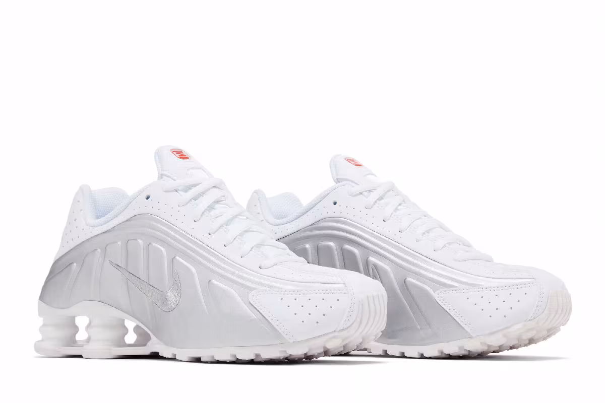 Nike Shox R4 GS White Metallic Silver 2025, view 9