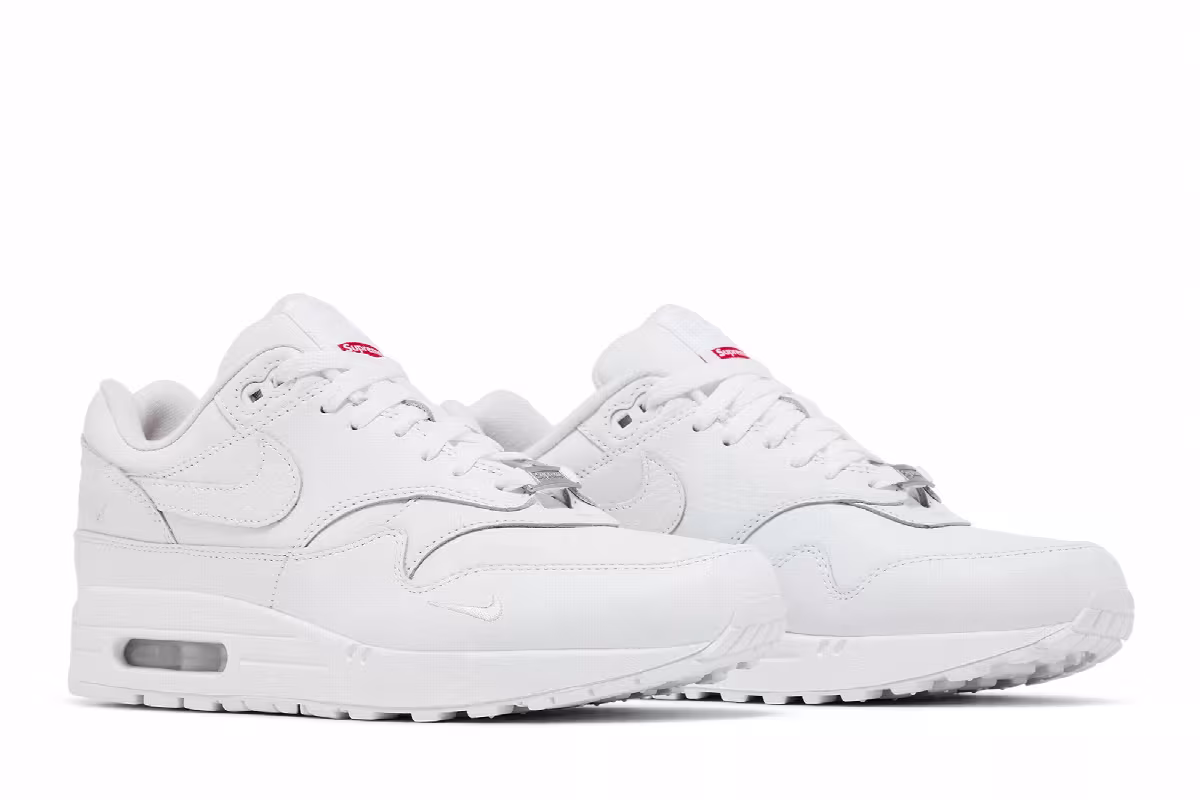 Supreme x Nike Air Max 1 Triple White, view 9