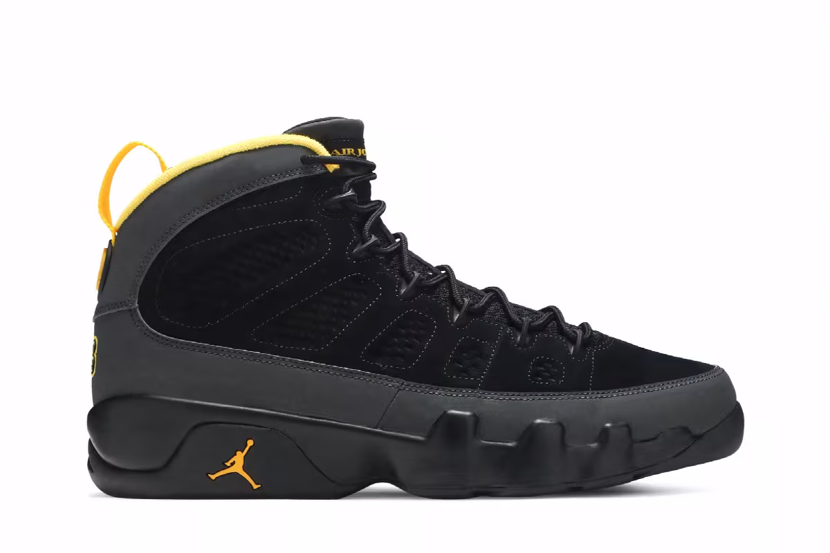 Air Jordan 9 ‘Dark Charcoal University Gold’ Dark Charcoal University Gold, view 2