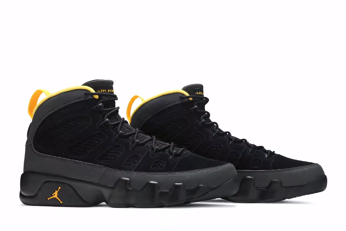Air Jordan 9 ‘Dark Charcoal University Gold’ Dark Charcoal University Gold, view 9