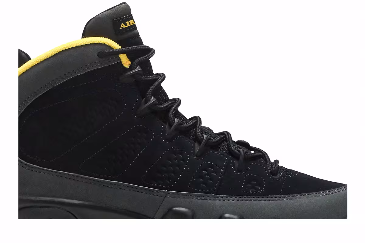 Air Jordan 9 GS Dark Charcoal University Gold, view 3