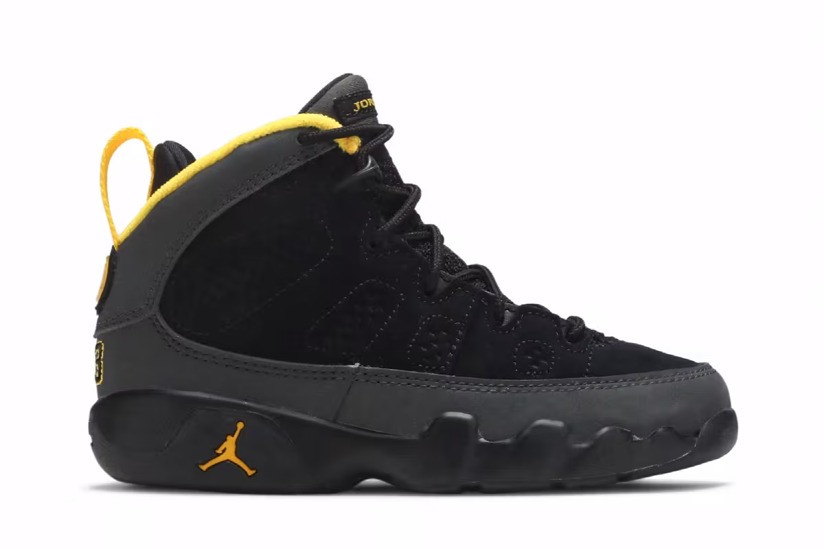 Air Jordan 9 PS Dark Charcoal University Gold, view 2