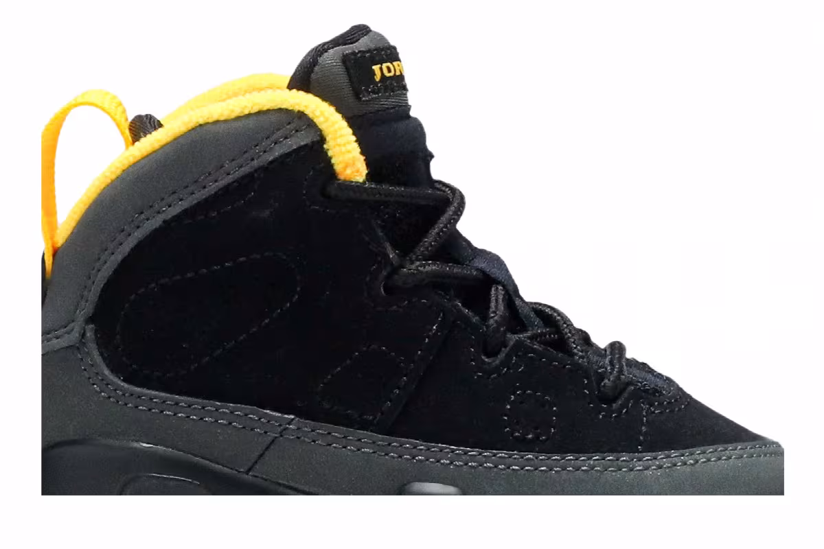 Air Jordan 9 TD Dark Charcoal University Gold, view 3