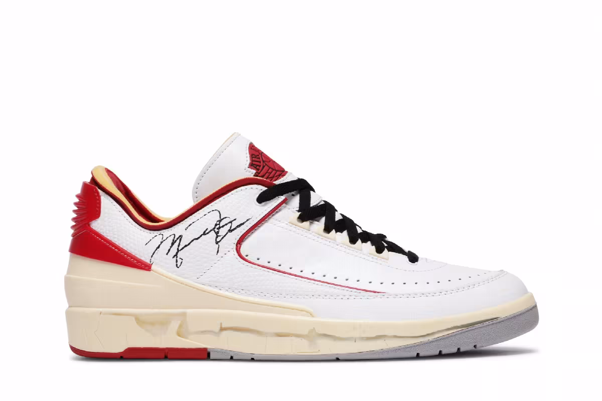 Off-White x Air Jordan 2 Low SP White Varsity Red, view 2