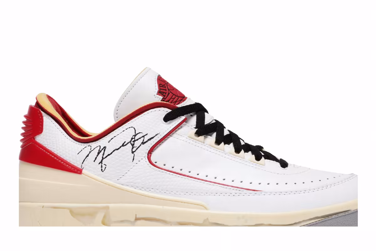 Off-White x Air Jordan 2 Low SP White Varsity Red, view 3