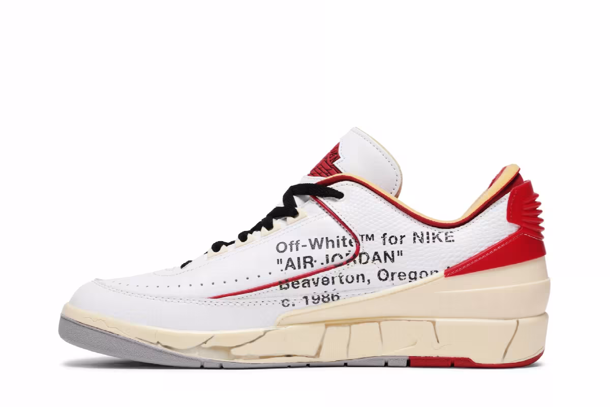 Off-White x Air Jordan 2 Low SP White Varsity Red, view 4