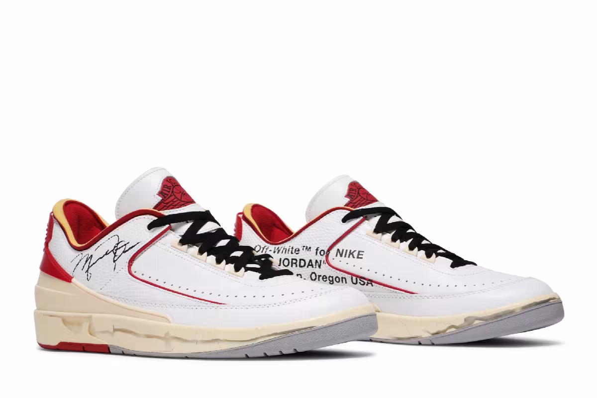 Off-White x Air Jordan 2 Low SP White Varsity Red, view 9