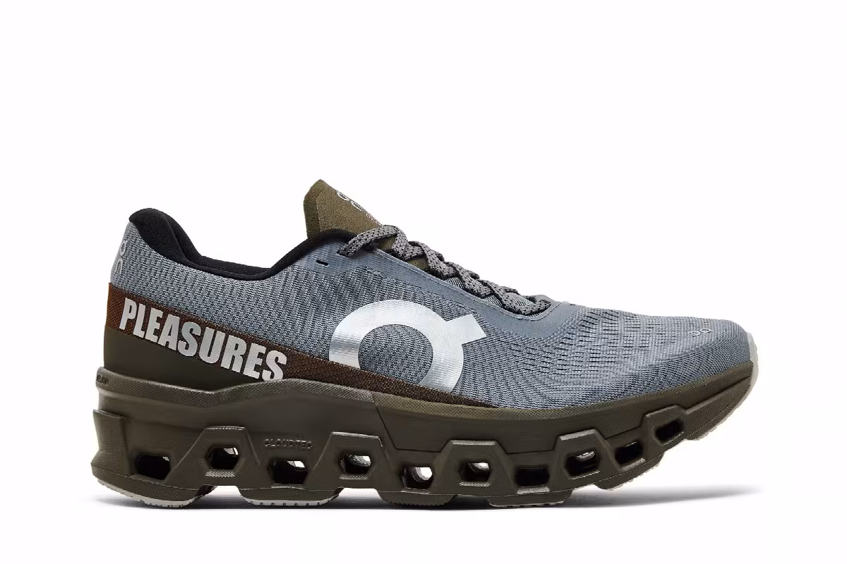 The Loop Running Supply x Pleasures x Cloudmonster 2 Mist Olive, view 2