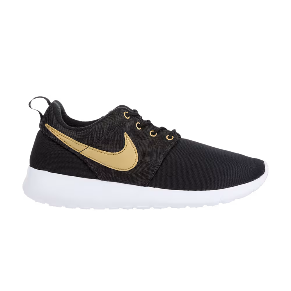 Nike Roshe One GS Black Gold Tropical Print