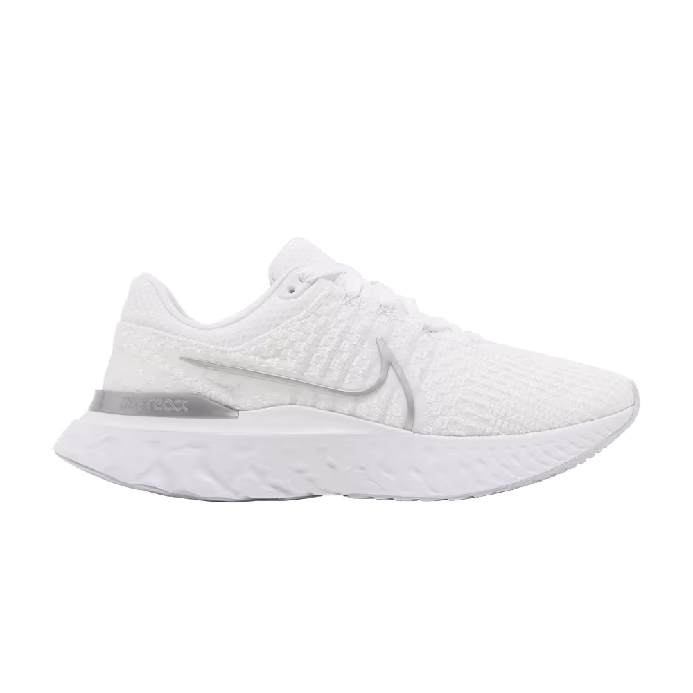 Nike Women's React Infinity Run Flyknit 3 White Metallic Silver
