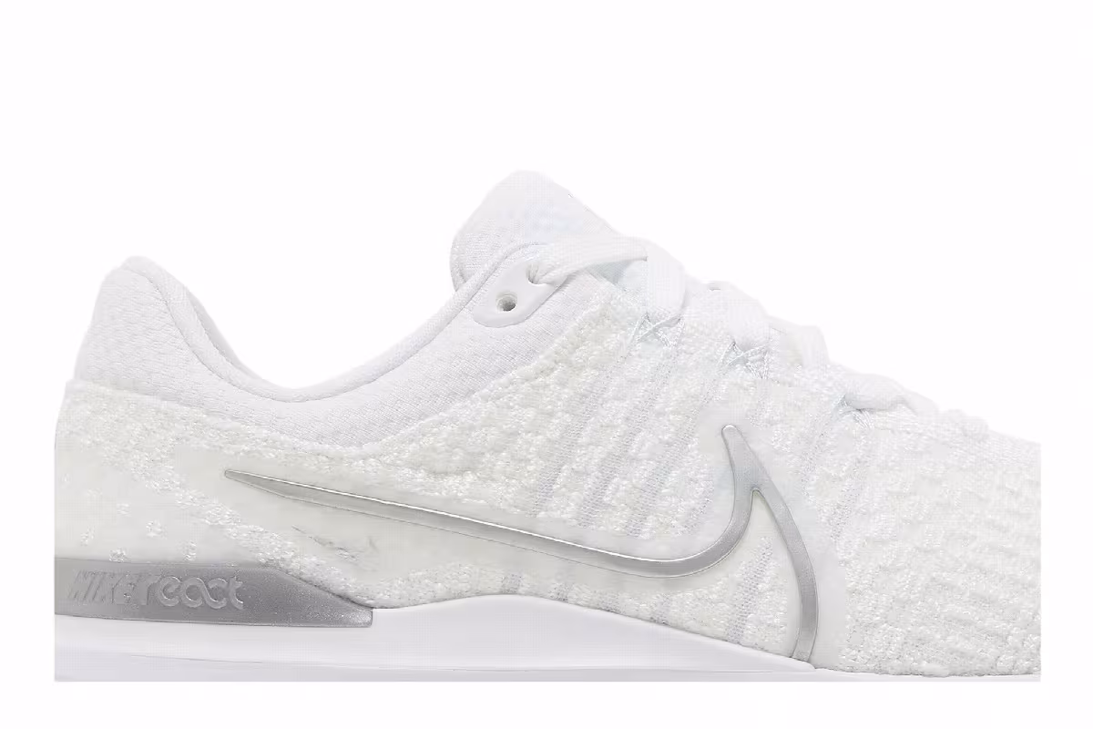Nike Women's React Infinity Run Flyknit 3 White Metallic Silver, view 3