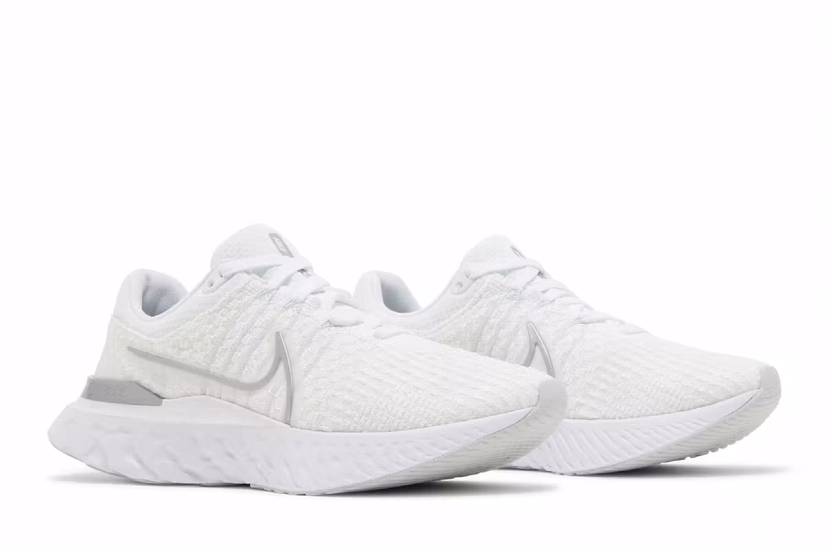 Nike Women's React Infinity Run Flyknit 3 White Metallic Silver, view 9