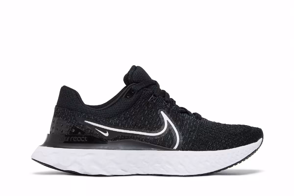 Nike React Infinity Run Flyknit 3 Black White, view 2