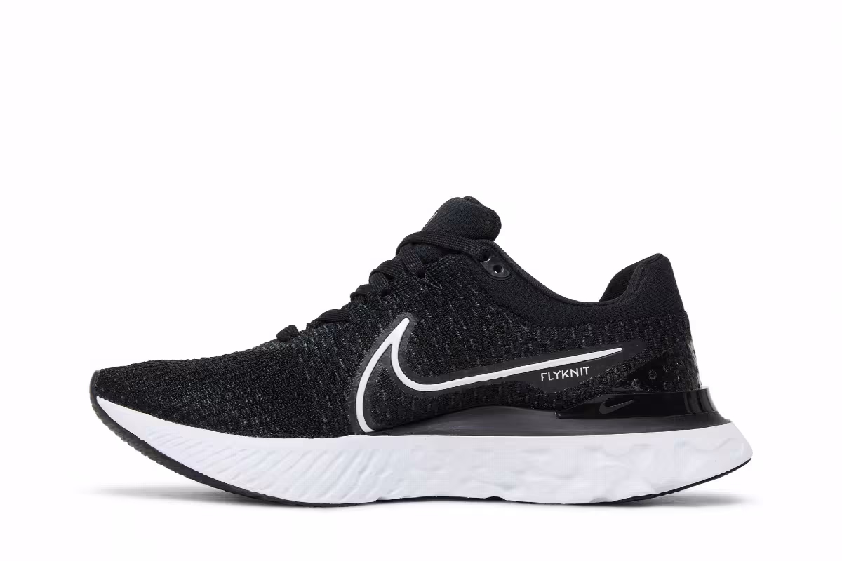 Nike React Infinity Run Flyknit 3 Black White, view 4