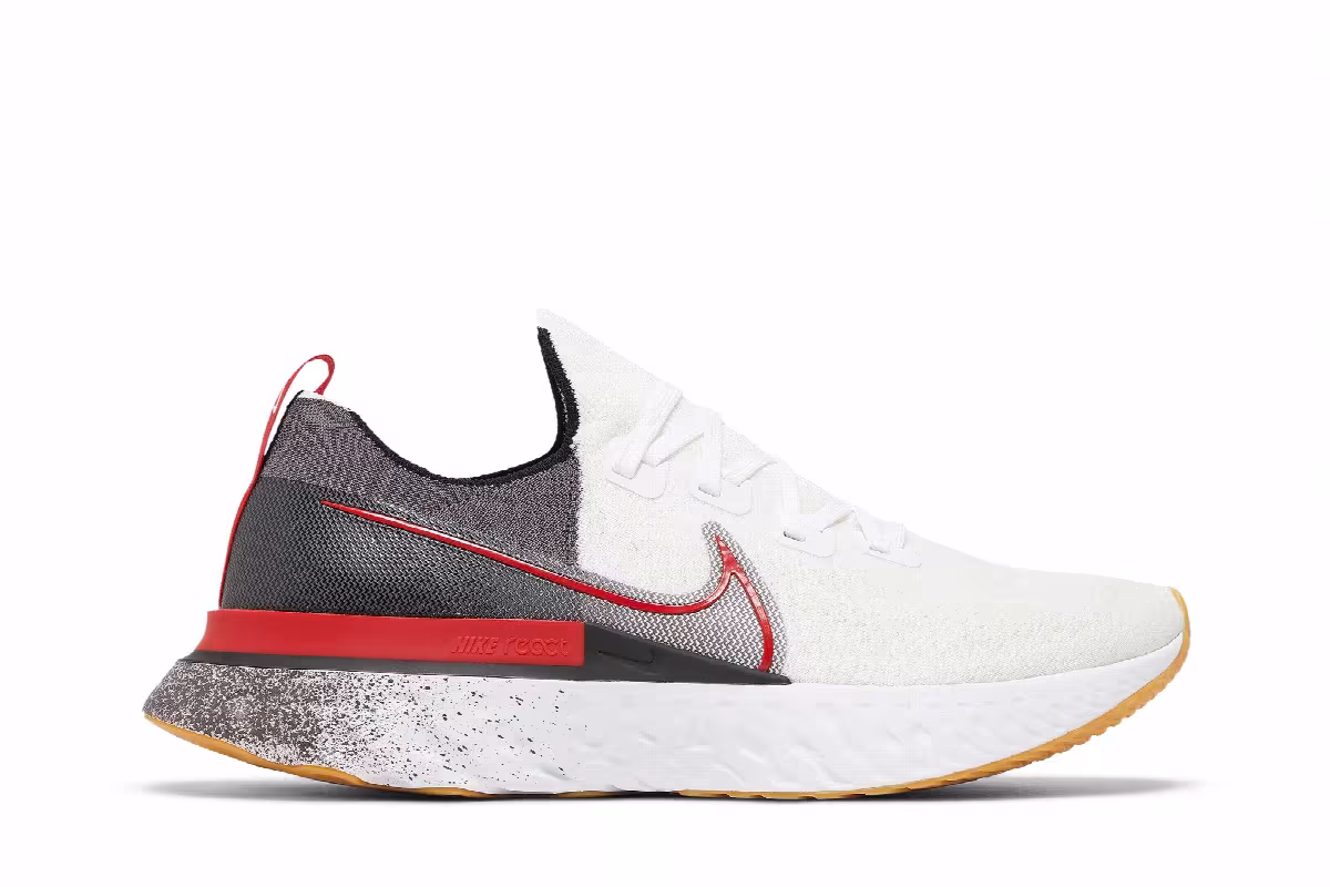 Nike React Infinity Run Flyknit White University Red, view 2