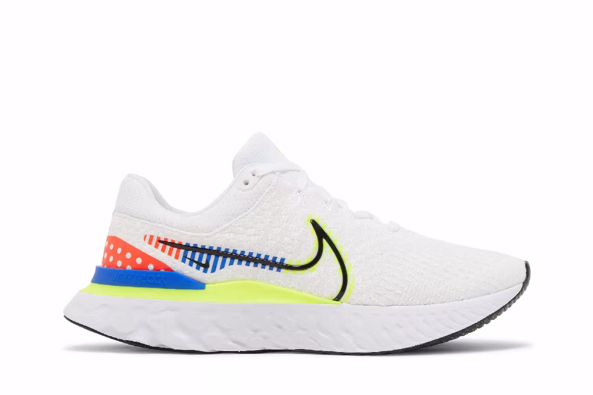 Nike React Infinity Run Flyknit 3 Premium White Racer Blue Volt, view 2
