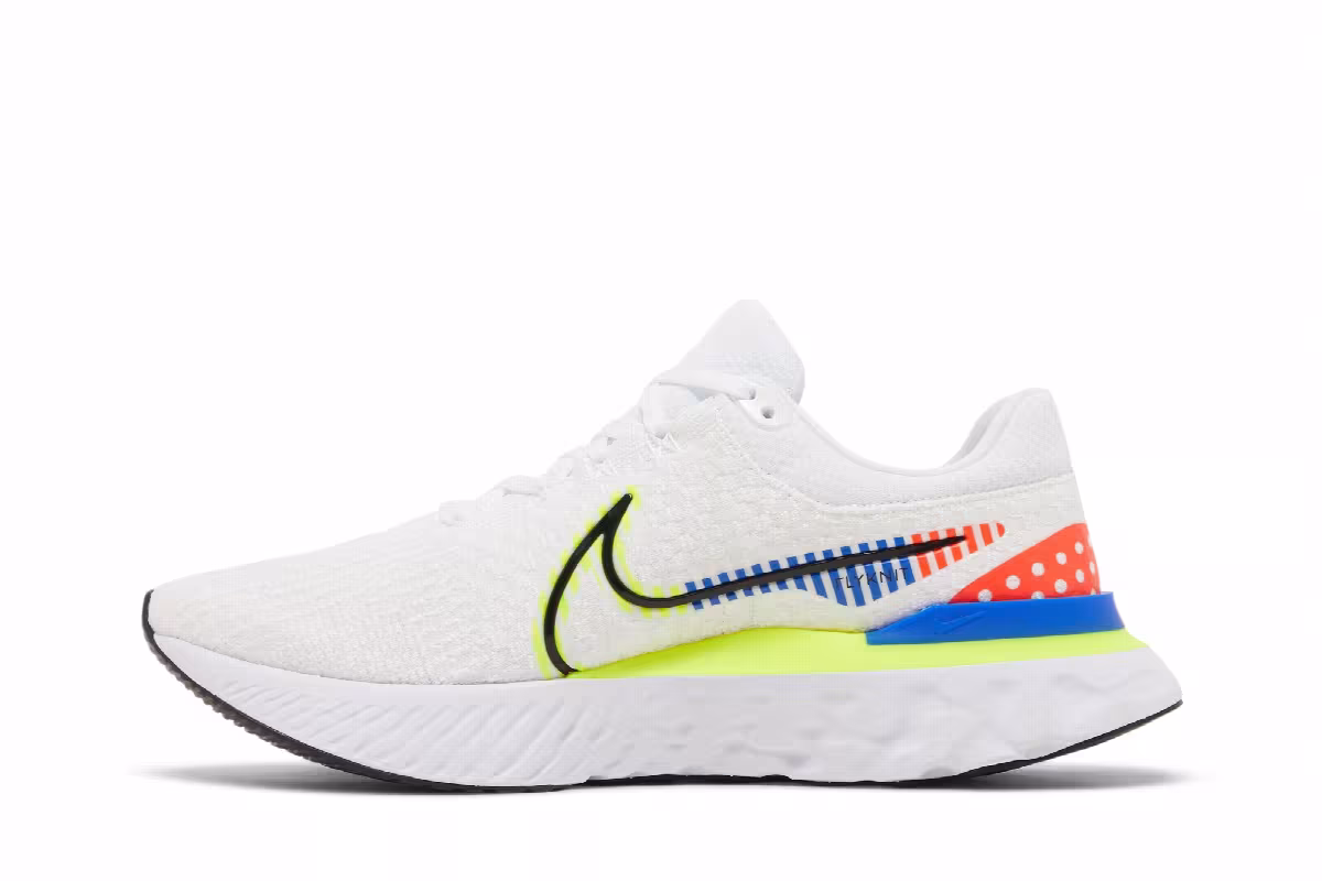 Nike React Infinity Run Flyknit 3 Premium White Racer Blue Volt, view 4