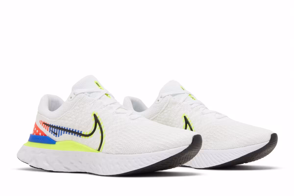 Nike React Infinity Run Flyknit 3 Premium White Racer Blue Volt, view 9