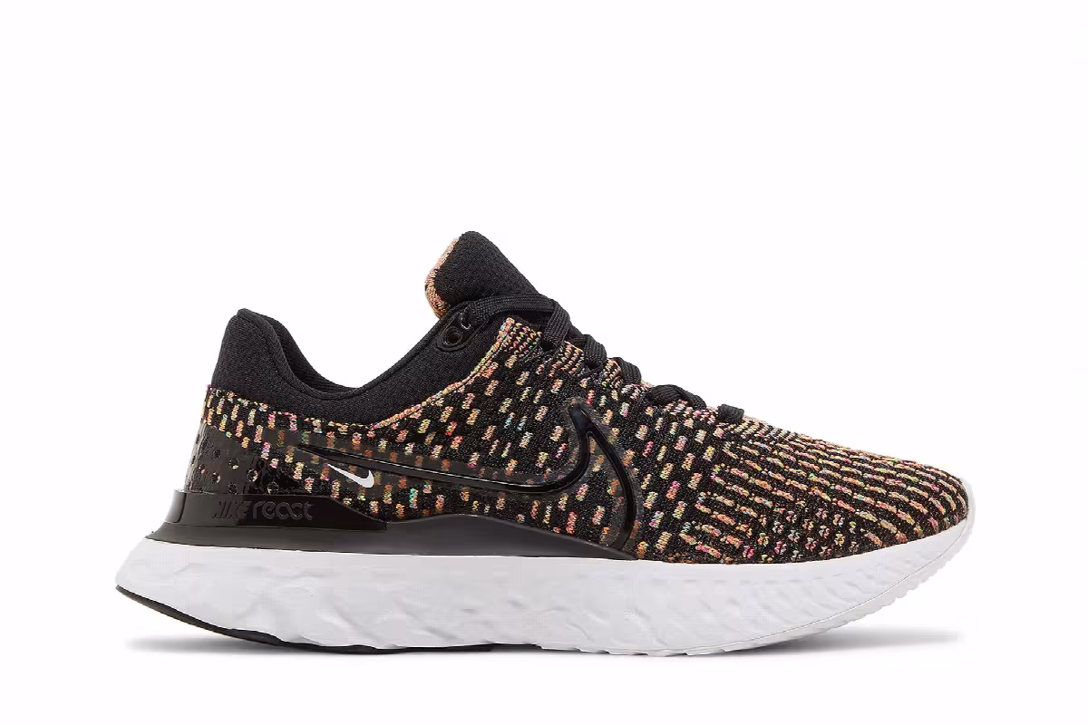 Nike Women's React Infinity Run Flyknit 3 Black Multi, view 2