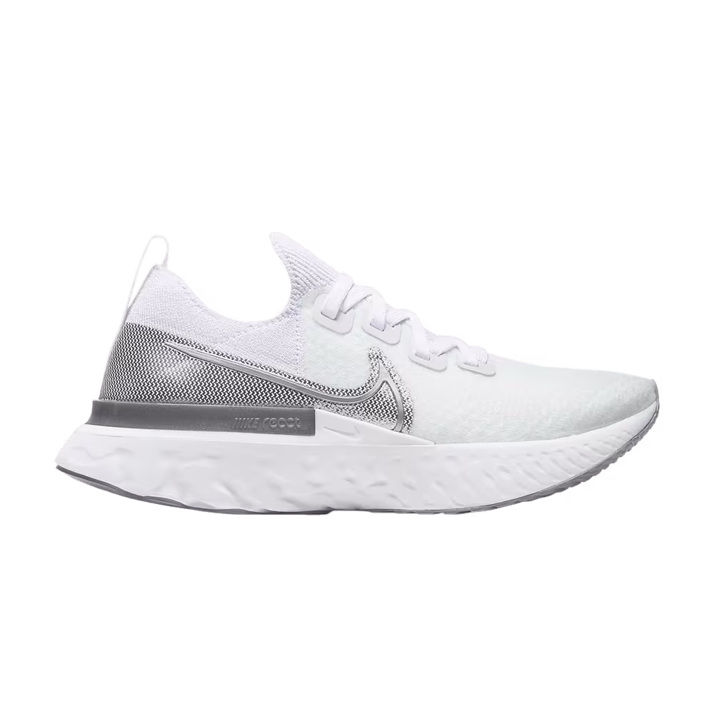 Nike Women's React Infinity Run Flyknit White Metallic Silver