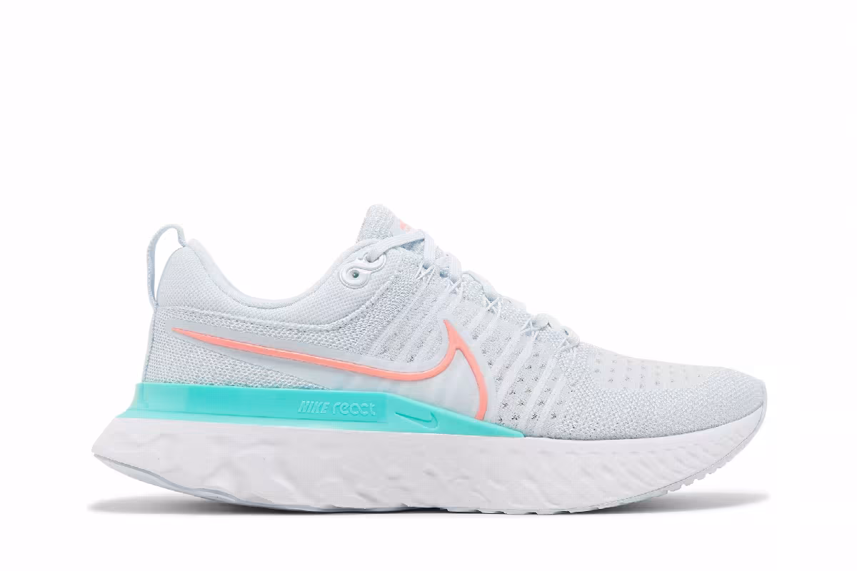 Nike Women's React Infinity Run Flyknit 2 Blue Tint Lava Glow, view 2