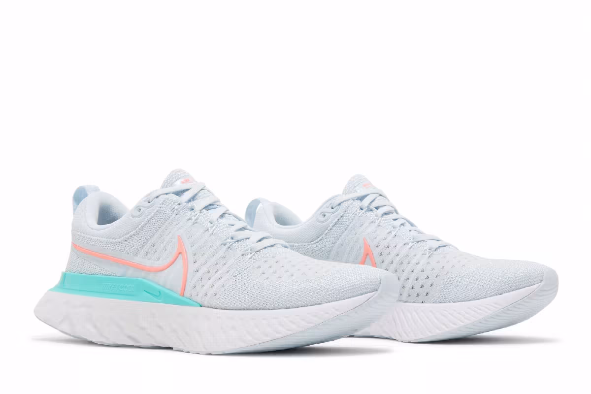 Nike Women's React Infinity Run Flyknit 2 Blue Tint Lava Glow, view 9