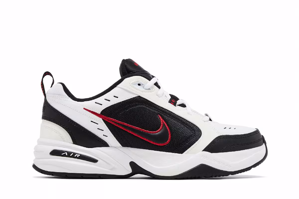 Nike Air Monarch IV White Black Red, view 2