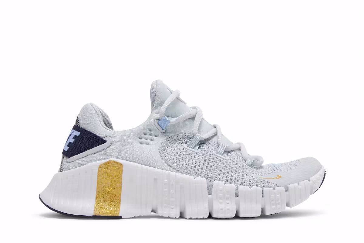 Nike Women's Free Metcon 4 Pure Platinum Metallic Gold Coin, view 2