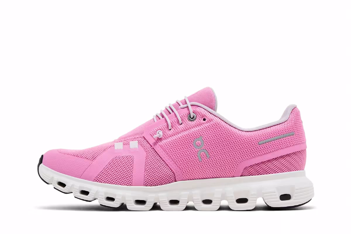 ON Women's Cloud 6 Raspberry White, view 4
