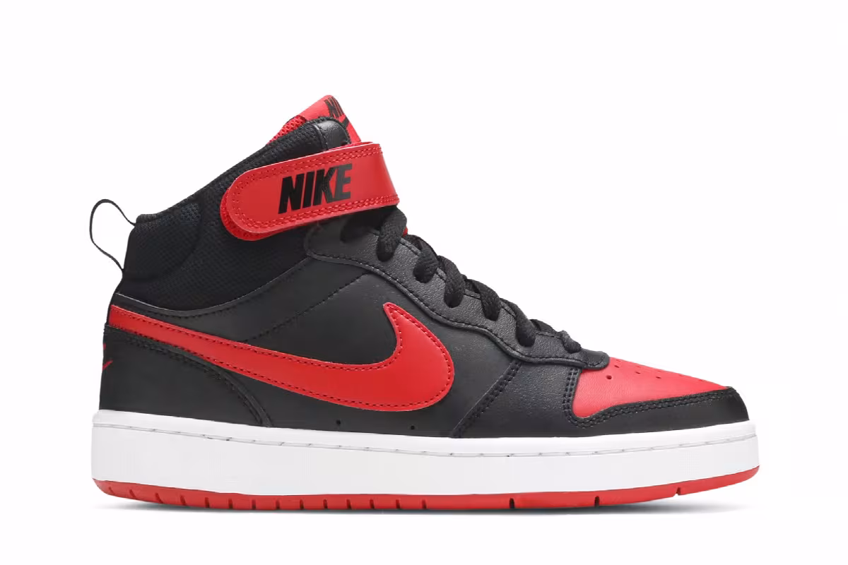 Nike Court Borough Mid 2 GS Bred, view 2