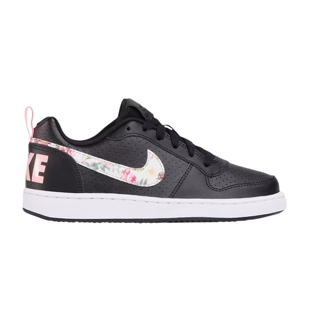 Nike Court Borough Low VF GS Floral Swoosh - Black