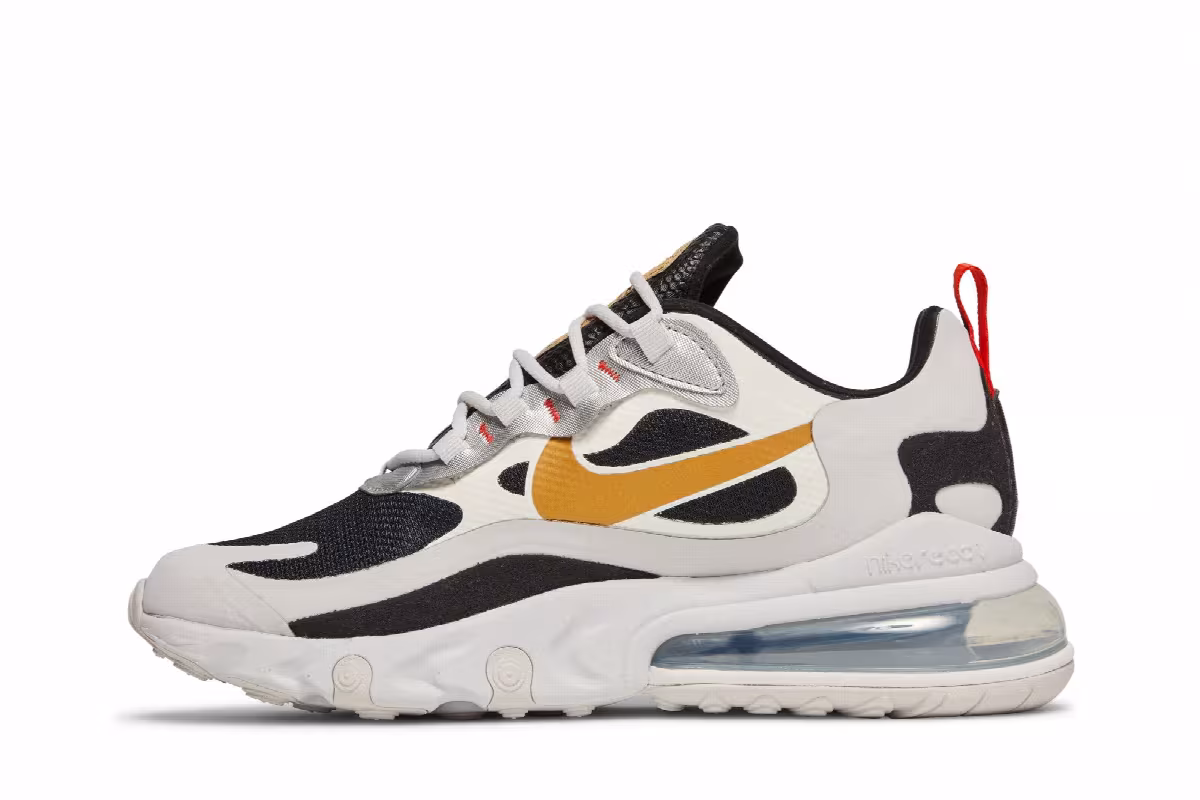 Nike Women's Air Max 270 React Metallic Gold Swoosh, view 4