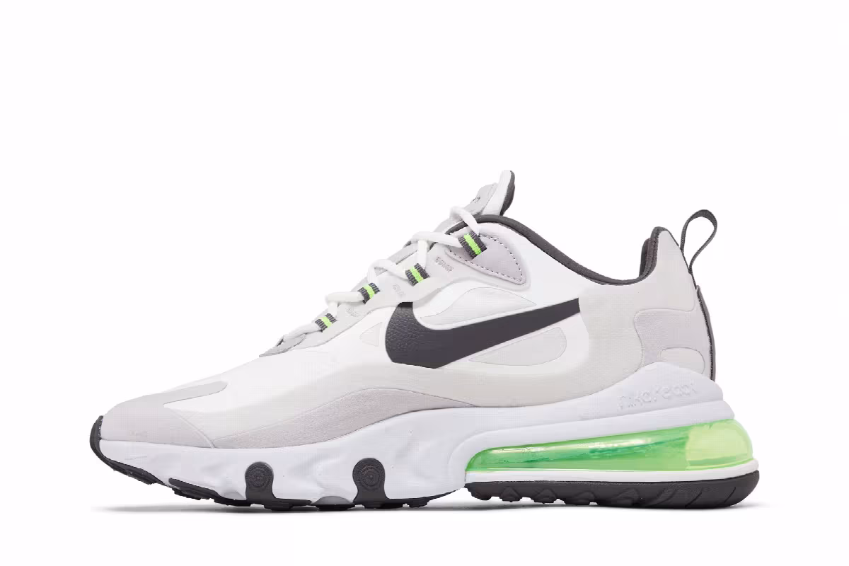 Nike Air Max 270 React White Grey Electric Green, view 4