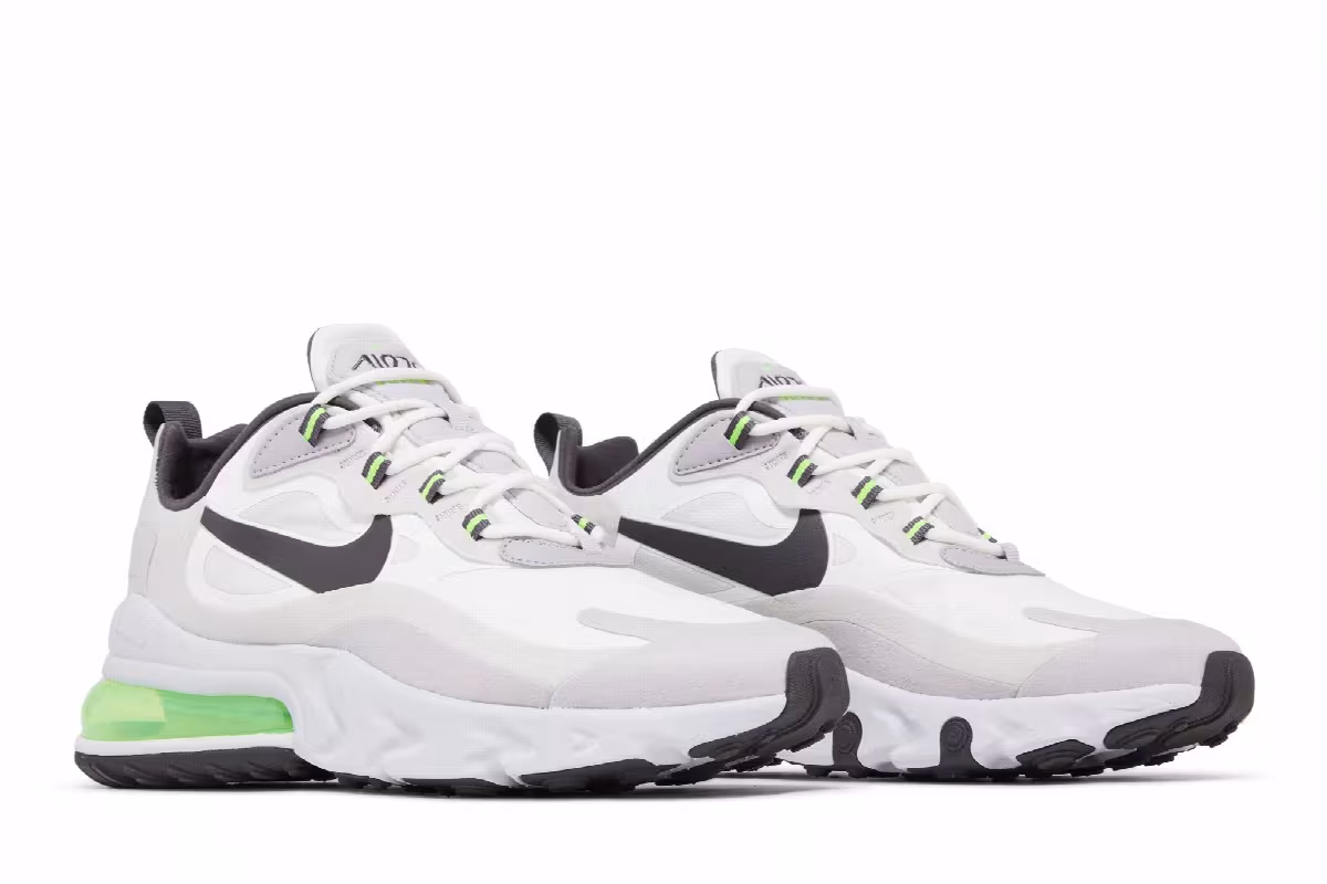 Nike Air Max 270 React White Grey Electric Green, view 9
