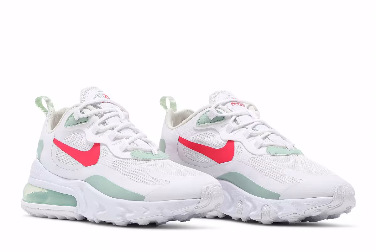 Nike Women's Air Max 270 React White Pistachio Crimson, view 9