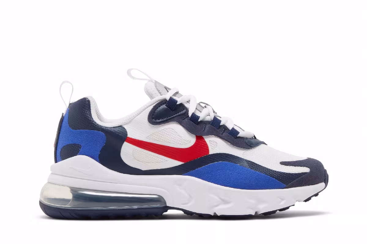 Nike Air Max 270 React GS White Midnight Navy Red, view 2